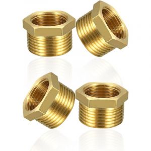 4 pcs r&eacute;ducteur en laiton 1/2 &agrave; 3/8 pouce adaptateur (filetage m&acirc;le &Oslash; 20mm x filet&eacute; femelle &Oslash; 15mm), filetage m&acirc;le &agrave; mamelon filet&eacute; femelle, raccord