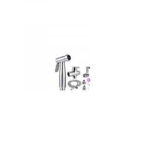 Douchette Wc Kit Complet - Kit Douchette Wc avec Vanne 3 Voies (1/2'-3/8') i Tailles Standards France (Argent)