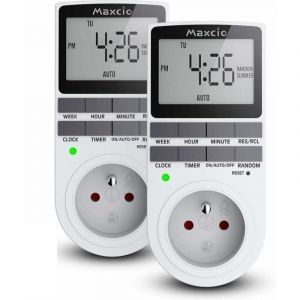 Prise Programmable Digitale, Minuterie Numérique Journalier/Hebdomadaire, Programmateur de prise de courant avec écran LCD et mode aléatoire antivol,