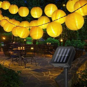 Guirlande Lumineuse Exterieure 6.5M 30 LED Guirlande Solaire Ext&eacute;rieure Lampion Solaire &eacute;tanche Lanterne Solaire Decorative pour Jardin Patio Cour