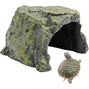 Dolaso - Grande Cachette pour Reptile Résine Abri pour Reptiles Tortue Cachette Abri Reptile Habitat DéCoration Aquarium Terrarium DéCoration pour