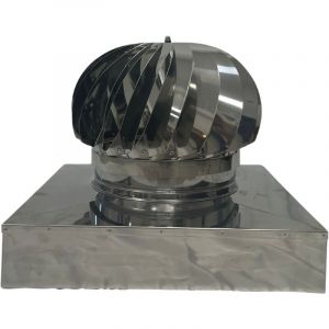 Einside - Extracteur de Fum&eacute;es Rotatif &Eacute;olien en Acier Inoxydable aisi 304, Base Carr&eacute;e &ndash; 420 x 420 mm
