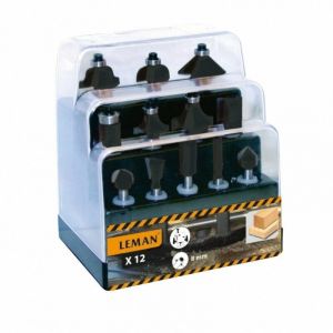 Coffret 12 Meches de Defonceuse Carbure Assorties Queue 8 Mm - Leman