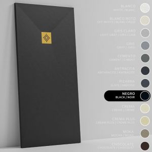 SOULBATH Receveur de Douche -R&eacute;sine -Gel Coat -Texture Lisse/Pierre -Antid&eacute;rapant -Couleur Noir - 150x100- Extra plat 3cm. Bonde de Vidage incluse