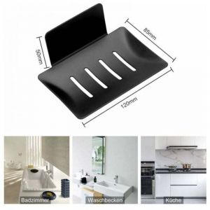 (Noir) Porte Savon Mural sans Per&ccedil;age Porte-Savon Doucheen Acier Inoxydable Porte Savon INOX Auto-Adh&eacute;sif pour Stocker Eponges Brosses Savon pour