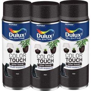 Dulux Valentine - Multi Pack 3 - Peinture a&eacute;rosol Color Touch Multi-Supports - Effet Sabl&eacute; Noir 400 ml