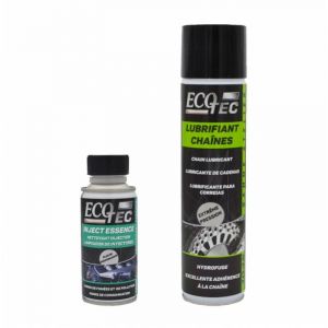 Ecotec - Pack entretien moto (Lubrifiant chaîne moto 400ml Nettoyant injecteur essence 150ml)