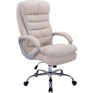 Fauteuil de bureau XXL Vancouver Tissu Cr&egrave;me