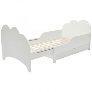 Vente-unique - Lit évolutif 90 x 140/170/200 cm avec tiroir - Pin et mdf - Blanc - teonia