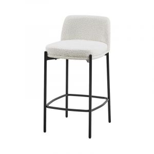 Meublorama - Chaise de comptoir elise couleur blanche, dimensions H91 x L44 x P42 cm