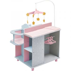 Teamson Kids - Olivia's Little World Table à Langer Poupée Grise Polka Dots Princess avec Espace de Rangement