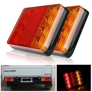 Lot de 2 feux arri&egrave;re de remorque &agrave; LED, feux de freinage, &eacute;tanches IP65, indicateur de signal universel pour camion, camping-car, fourgonnette, feux