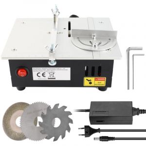 Qiyao - Mini scie circulaire multifonctionnelle, scie de bureau électrique, petit outil de coupe domestique, tour à bois