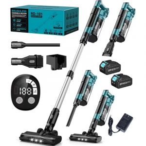 Aspirateur Balai Sans Fil Puissant 700W 60Kpa Balai Electrique sans Fil Rechargeable 3 Vitesses 70min Autonomie avec &Eacute;cran Tactile LED et Support de