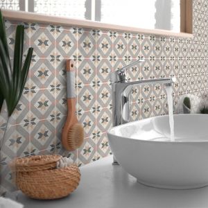 Sticker Mural Carrelage adhésif Cuisine Salle de Bain - 24 stickers carreaux de ciment authentiques henia - 24stickers15x15cm