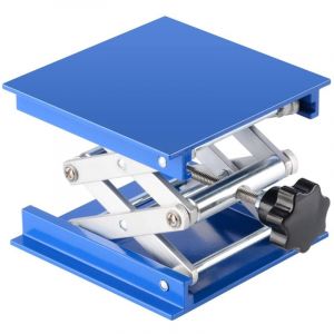 Plateforme &agrave; ciseaux pour cric de laboratoire en aluminium anodis&eacute; 100 x 100 mm pour support de laboratoire supportant une charge de 5 kg, hauteur de