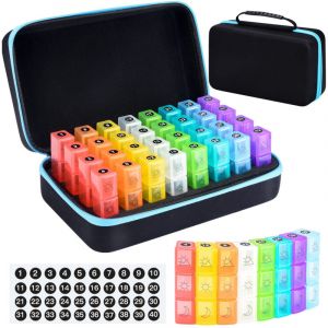 Pilulier mensuel pour 3 prises par jour, pilulier de voyage de 30 jours avec 32 compartiments journaliers, pilulier mensuel pour huile de poisson,