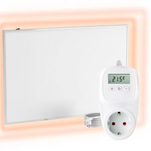 Viesta - Chauffage mural infrarouge avec thermostat [télécommande + contrôle wifi] – Radiateur mural à infrarouge – Panneau infrarouge en cristal de