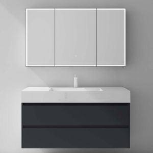 Mai&mai - Armoire de Toilette avec &Eacute;clairage led Armoire Suspendue de Salle de Bain avec Miroir Armoire Miroir Mural 120x15x70 cm Anthracite Mat