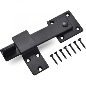 Qiyao - Loquet de porte en acier inoxydable, serrure de porte coulissante, serrure de porte basculante avec vis de réglage, loquet noir