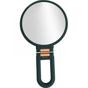 Miroir de poche grossissant 10X poign&eacute;e pliante Double face Portable voyage grossissant miroir &agrave; main pi&eacute;destal miroir de maquillage