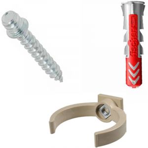 Ensemble de 1 collier tube de descente &Oslash;50 Sable + 1 Vis 7x40 mm + 1 Cheville DuoPower 8x40 mm - Arcanaute