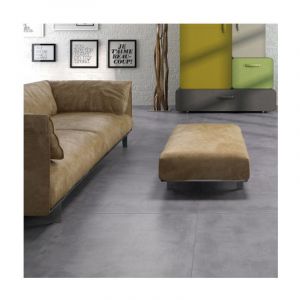 Carrelage gr&egrave;s c&eacute;rame effet b&eacute;ton cir&eacute; CEMENTO 45x45 cm Gris Fonc&eacute;, Anthracite - Mat - bo&icirc;te de 1 m2