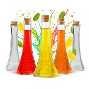 Lot de 5 bouteilles en verre Tour de Paris de 200 ml pour alcool, vin ou cadeau de mariage