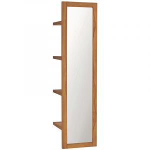 Bonnevie - Miroir mural avec étagères Style baroque - Miroir de salle de bain 30x30x120 cm Bois de teck massif BV133248