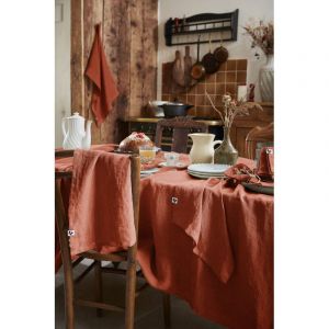 Nappe de table 'Soline' 170 x 350 cm Lin lavé - Couleur: Soline Paprika