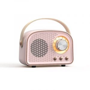 Enceinte Bluetooth radio r&eacute;tro vintage - Enceinte st&eacute;r&eacute;o sans fil avec radio FM - Design vintage - Enceinte sans fil Bluetooth 5.0 pour un son