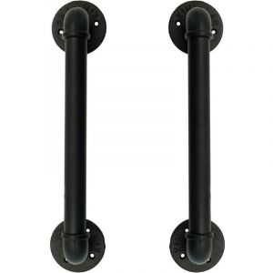 Ensemble de 2 Industriel Tuyau Poign&eacute;e deTraction de Porte, Barre D'appui, Poign&eacute;es de Porte de Grange，Antique Rustique En Fonte Pour Rampe,