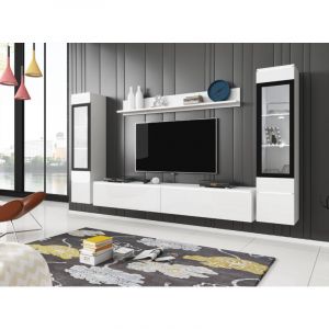 Bratex - Ensemble de meubles de salon vera ii, ensemble de meubles de salon, &eacute;clairage led inclus, couleur blanc/blanc brillant