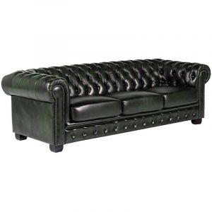 Vente-unique - Canapé chesterfield 4 places brenton 100% cuir de buffle - Vert empire