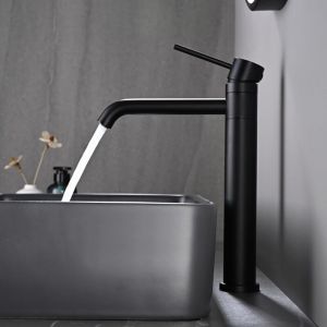 Robinet pour Vasque &agrave; Poser Pivotant &agrave; 360&deg;, Mitigeur de Vasque Noir, Robinet de Lavabo Haut Salle de Bains en Acier Inoxydable R&eacute;sistant &agrave; l'usure,