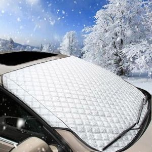 Couverture Pare-Brise Voiture, Bache Anti Givre Voiture, Bache Pare Brise Protection pour Neige, Glace & Soleil, Universelle pour Voitures et SUV,