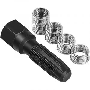 Kit de réparation de filetage de bougie d'allumage 5 pièces M14 x 1,25, kit de refiletage de bougie d'allumage, kit de refiletage de culasse 4 inserts