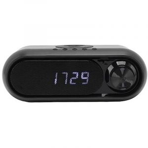 Radio-r&eacute;veil 3 en 1 avec haut-parleur Bluetooth et chargement sans fil, r&eacute;veil num&eacute;rique LED portable pour chambre, salon et voyages (gris)