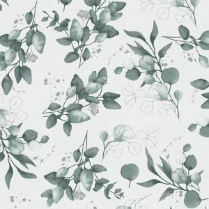 Profhome - Papier peint style country 397682 papier peint intiss&eacute; lisse avec des ornements floraux et des accents m&eacute;talliques blanc vert argent 5,33
