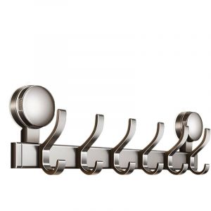 Porte-manteau mural &agrave; ventouse avec 6 crochets, robuste et multifonction, 42x11,4x4,9 cm