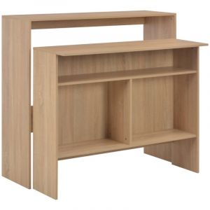 Maisonchic - Table de bar, Table haut, Table de cuisine avec 2 dessus de Table ch&ecirc;ne 130 x 40 x 120 cm pjqw46842 design in