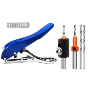 Perforatrice ronde portable en m&eacute;tal de 8 mm, adapt&eacute;e au papier kraft, aux billets, bleue (avec 2 forets frais&eacute;s de 3,2 mm)