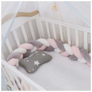 Promotion Tour de lit b&eacute;b&eacute;&mdash;1.5M Tour De Lit Coussin Serpent Coussin Tresse Pare-Chocs Velours Protection Bebe Cloture En Tissu Anti-Collision