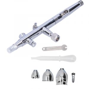 Kit Aérographe G1 / 8, Kit de Pistolet à Peinture Aérographe avec Pistolet, Bombe Aérosol, Goulotte de Pulvérisation, Clé, Compte-gouttes et Buse,