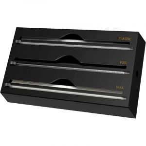 D&eacute;rouleur de Film Alimentaire Acrylique 34,5 x 21,6 x 7cm 3 en 1 Distributeur de Film Alimentaire Coupe-Film de Cuisine Distributeur de Film