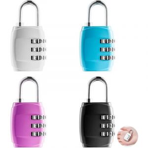 4 Pi&egrave;ces R&eacute;sistant Aux Intemp&eacute;ries Cadenas Code 3 Chiffres,M&eacute;tal Cadenas &agrave; Code,Ext&eacute;rieur Cadenas Valise,Petit Antivol Cadenas a Code College,pour