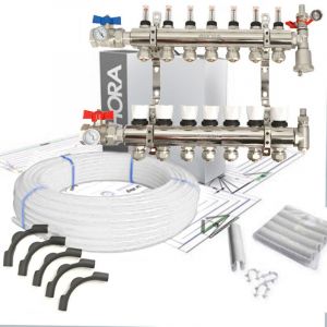 Hora - Kit Collecteur plancher chauffant hydraulique nourrice et tube per Taille - Kit 7 sorties