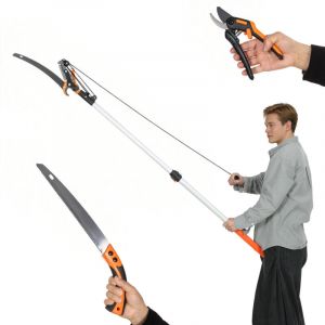 &Eacute;lagueur t&eacute;lescopique - Outsunny - 2 en 1 scie et s&eacute;cateur - manche extensible - aluminium - 2-3m - argent