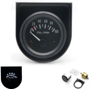 Manometre d'huile automobile reamenagement 52mm Instrument de pression d'huile automobile 0 100PSI Manometre d'huile avec capteurs 12.0V Instrument