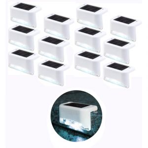12 PCS Lampe de cl&ocirc;ture solaire &eacute;tanche, lumi&egrave;re de pont solaire, lampe d'escalier, lampes solaires de jardin LED IP65 pour cl&ocirc;tures d'escalier de